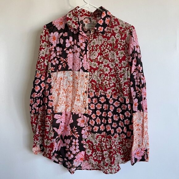 Johnny Was Womens Floral Patchwork Long Sleeve Shirt Blouse Small Button Down - Picture 1 of 6
